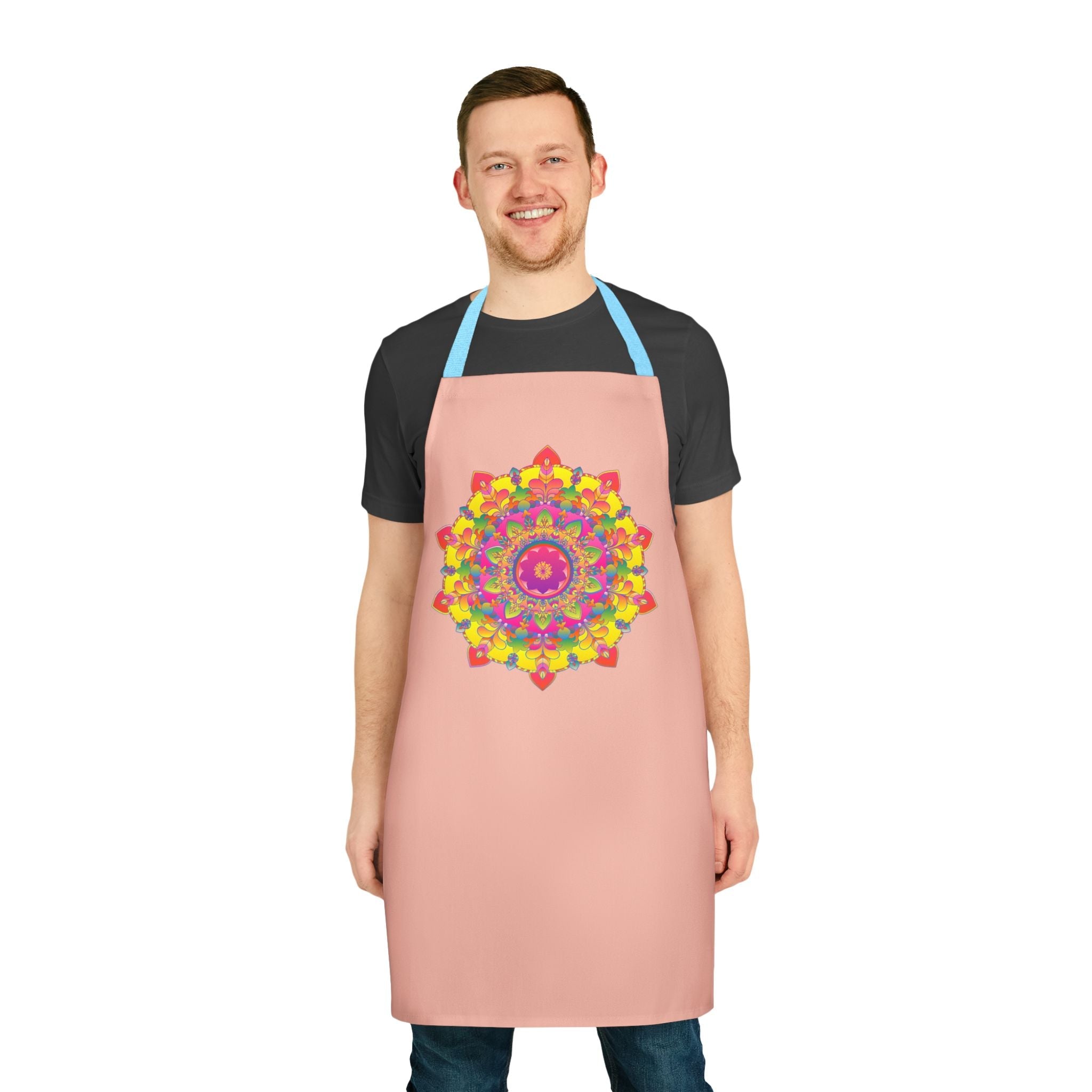 Mandala Art Apron - Peach & Colorful All Over Prints - Blululi