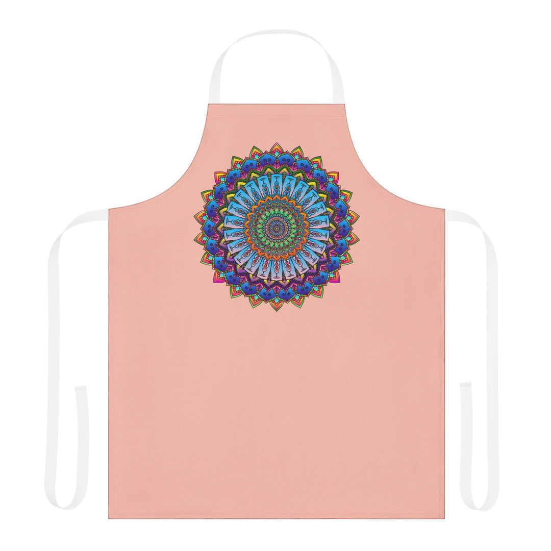 Mandala Art Apron - Peach | Colorful & Intricate All Over Prints - Blululi