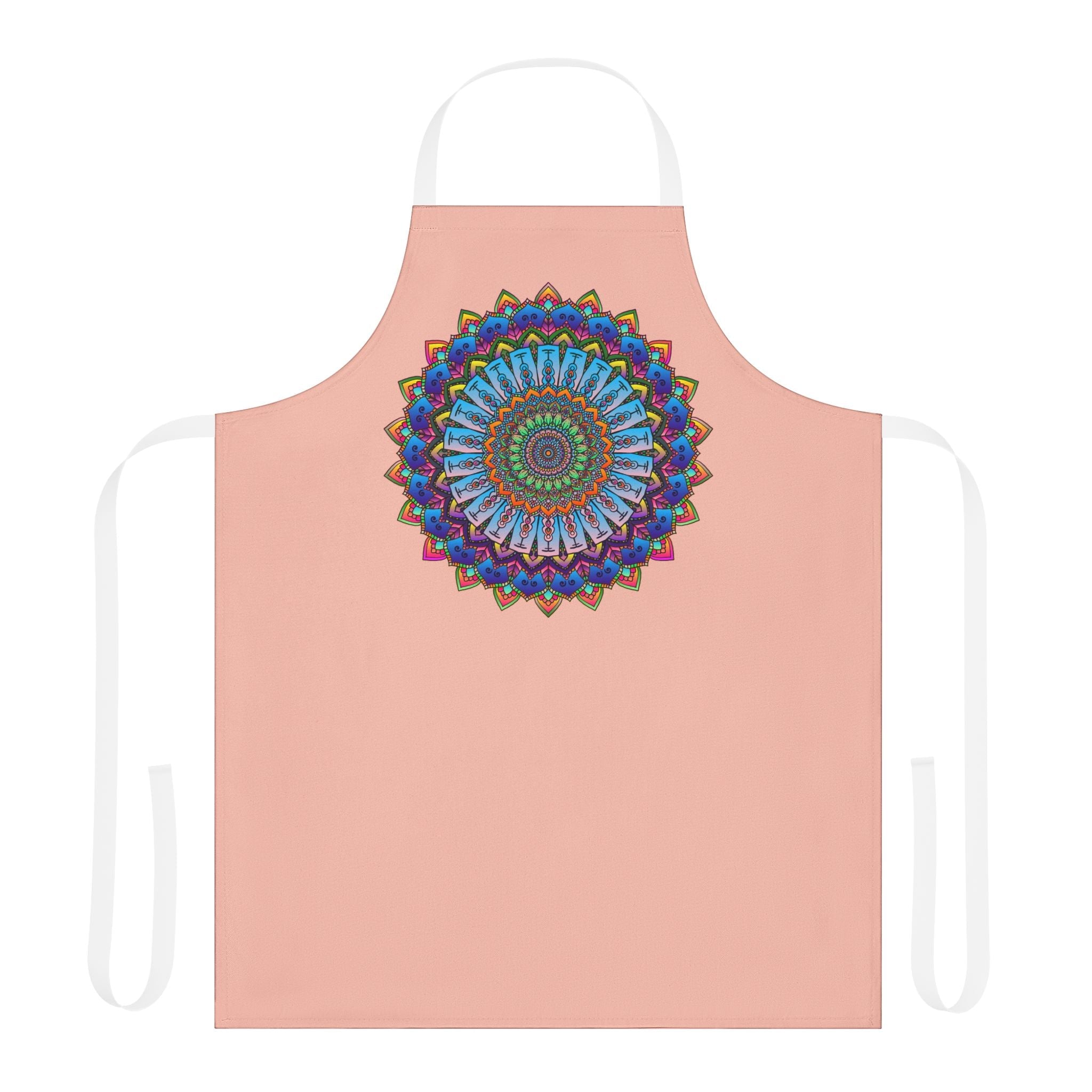 Mandala Art Apron - Peach | Colorful & Intricate All Over Prints - Blululi