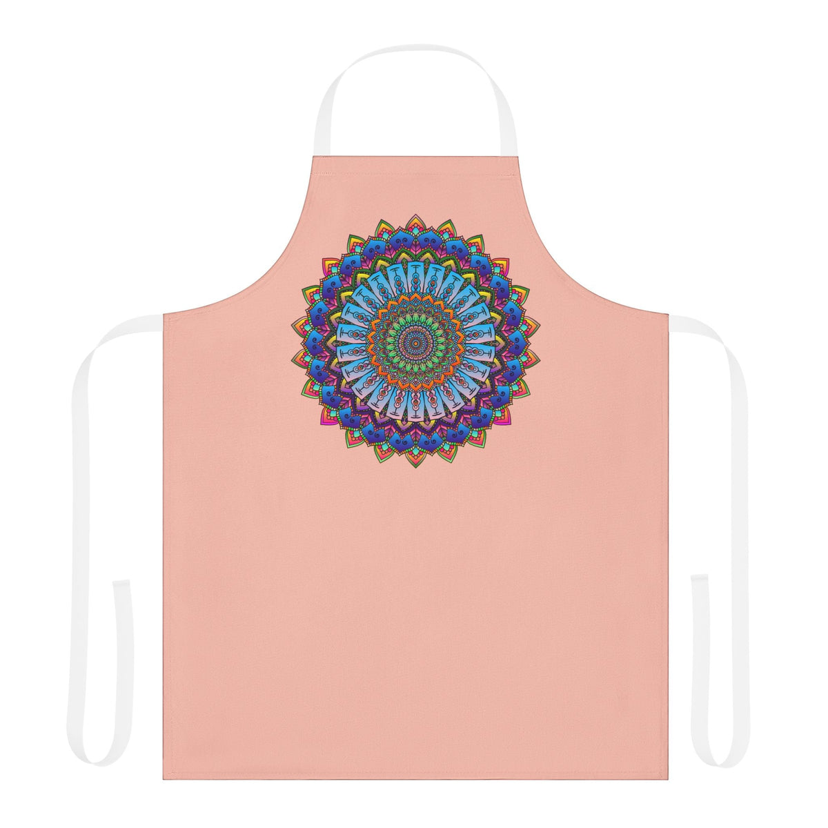 Mandala Art Apron - Peach | Colorful & Intricate All Over Prints - Blululi