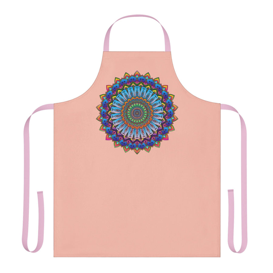 Mandala Art Apron - Peach | Colorful & Intricate All Over Prints - Blululi