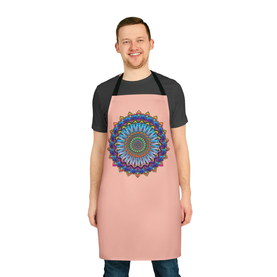 Mandala Art Apron - Peach | Colorful & Intricate All Over Prints - Blululi