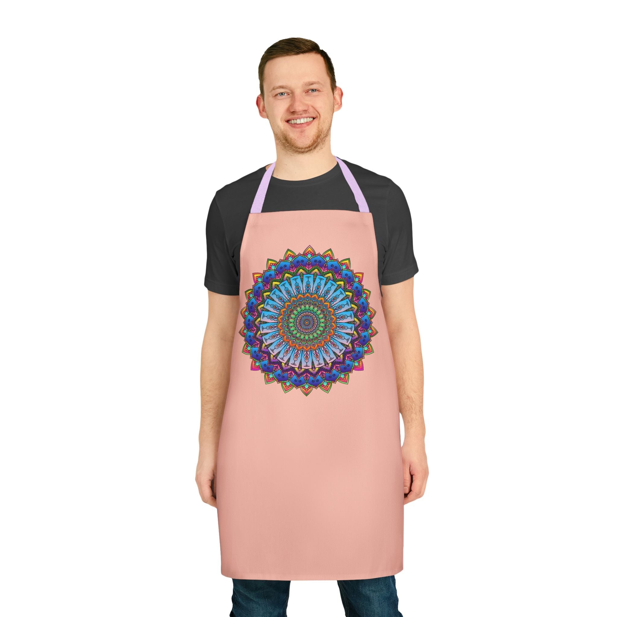 Mandala Art Apron - Peach | Colorful & Intricate All Over Prints - Blululi