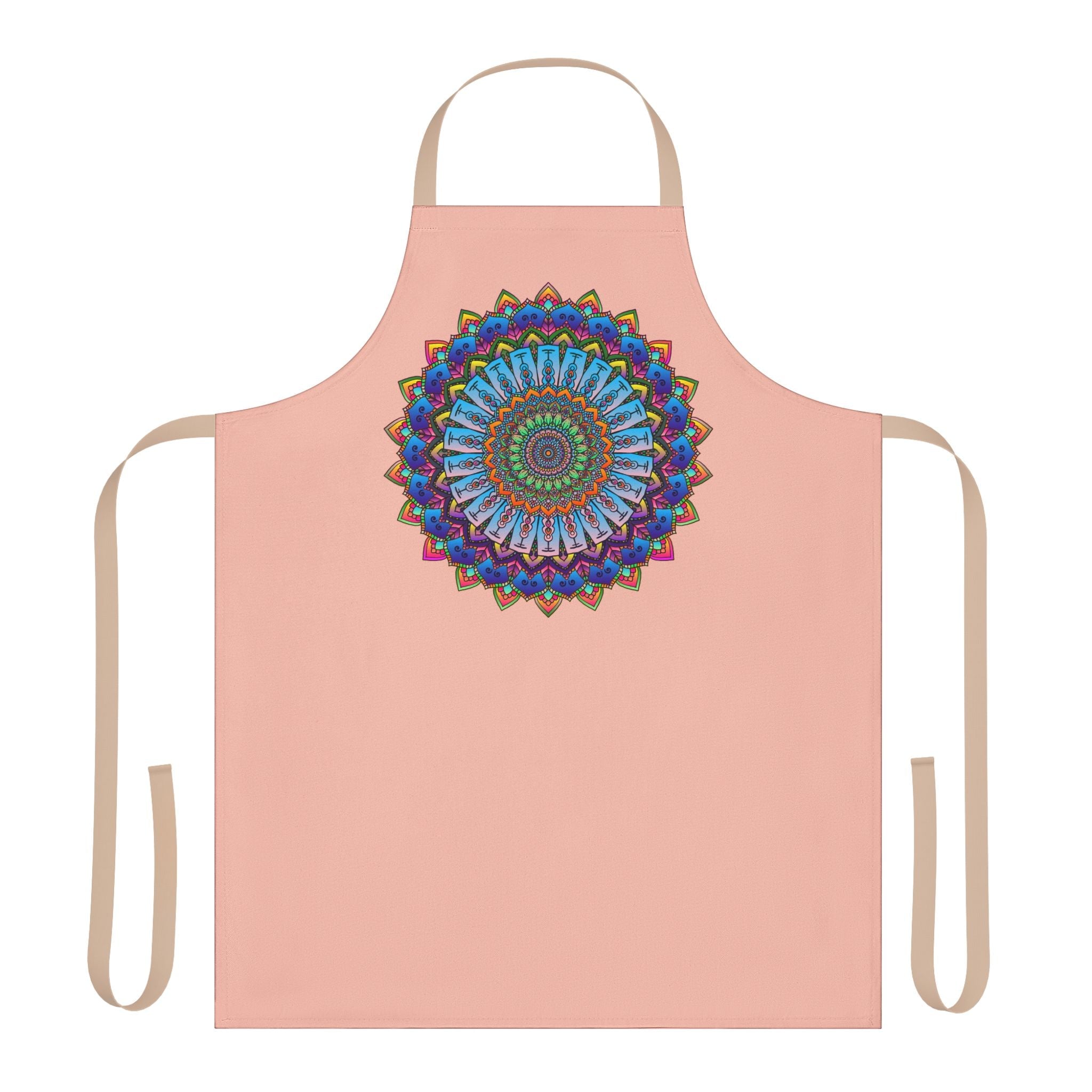 Mandala Art Apron - Peach | Colorful & Intricate All Over Prints - Blululi