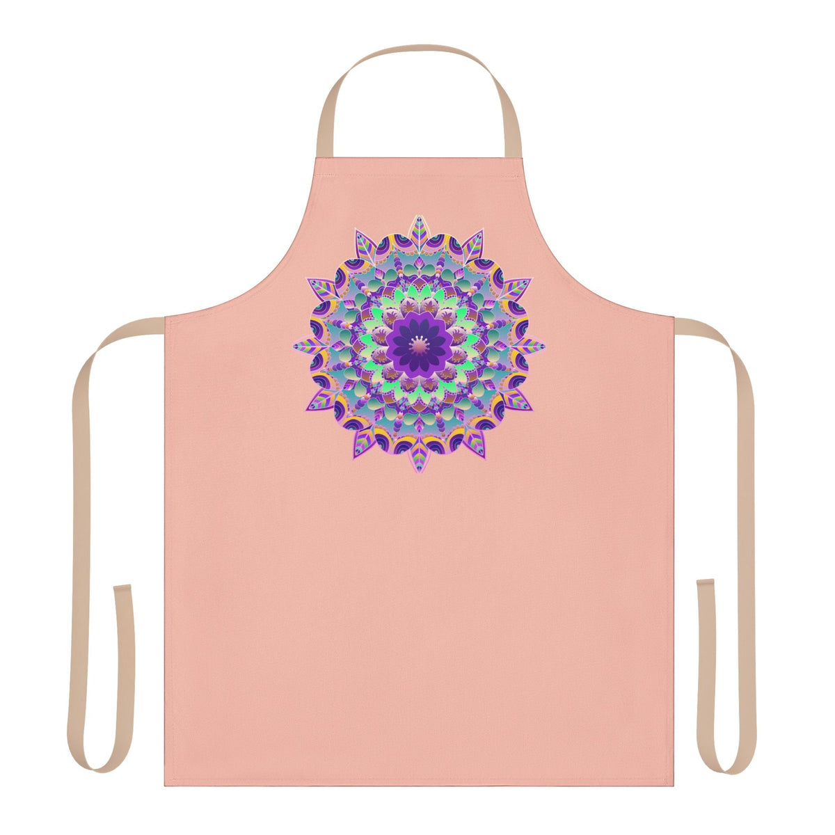 Mandala Art Apron - Peach, Hand - Drawn All Over Prints - Blululi