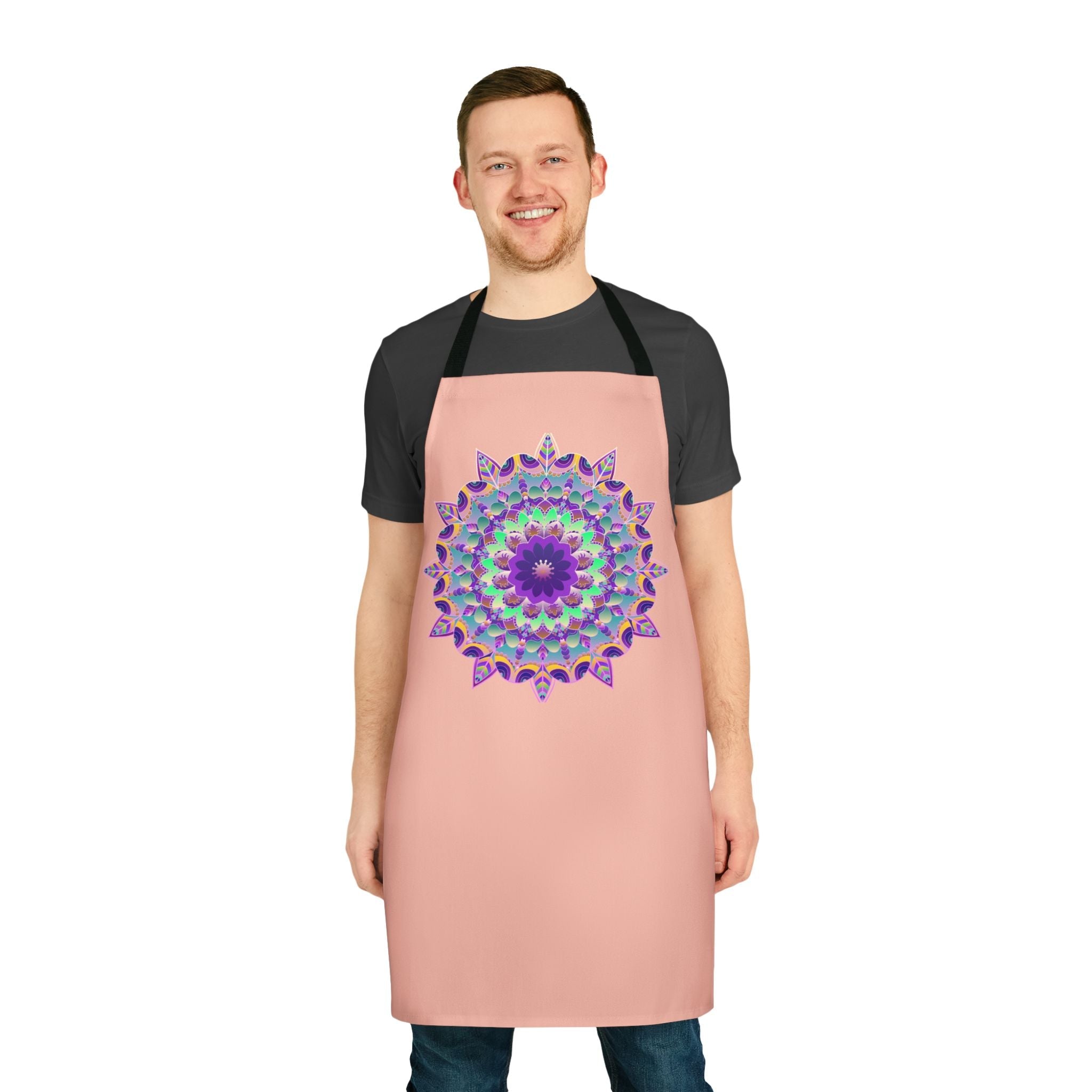 Mandala Art Apron - Peach, Hand - Drawn All Over Prints - Blululi