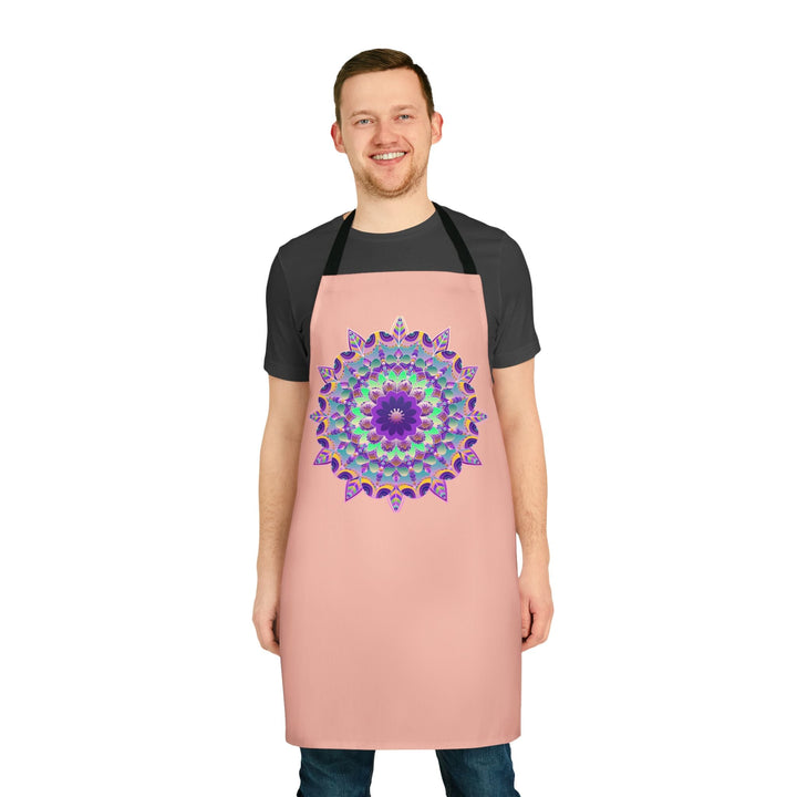 Mandala Art Apron - Peach, Hand - Drawn All Over Prints - Blululi