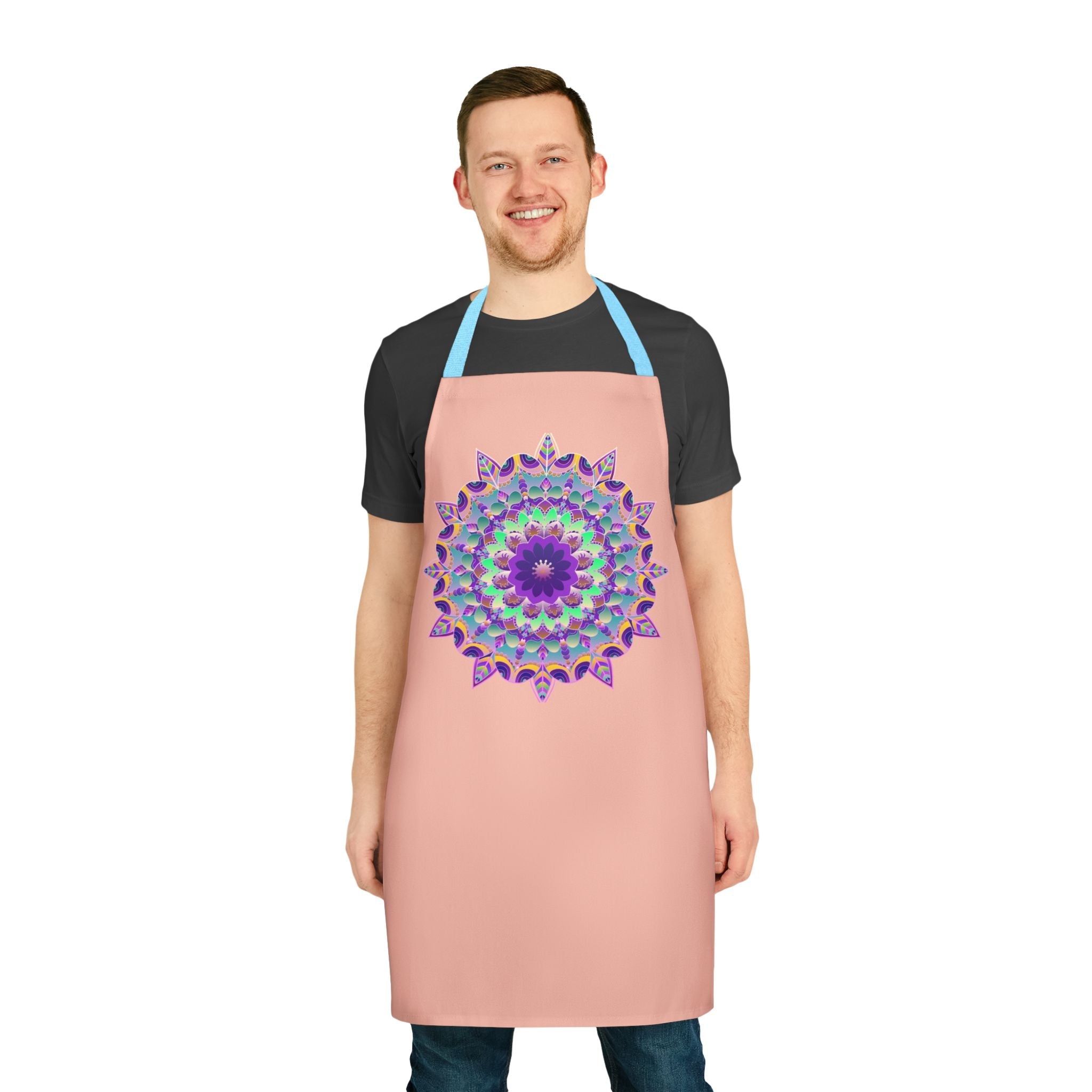 Mandala Art Apron - Peach, Hand - Drawn All Over Prints - Blululi