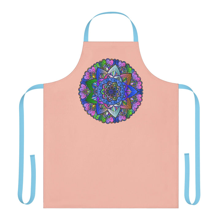 Mandala Art Apron - Peach, Hand - Drawn Design All Over Prints - Blululi