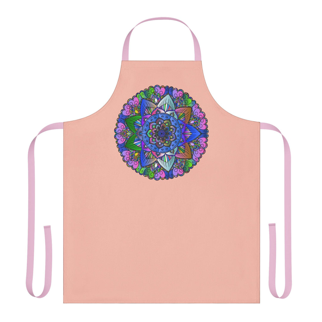 Mandala Art Apron - Peach, Hand - Drawn Design All Over Prints - Blululi