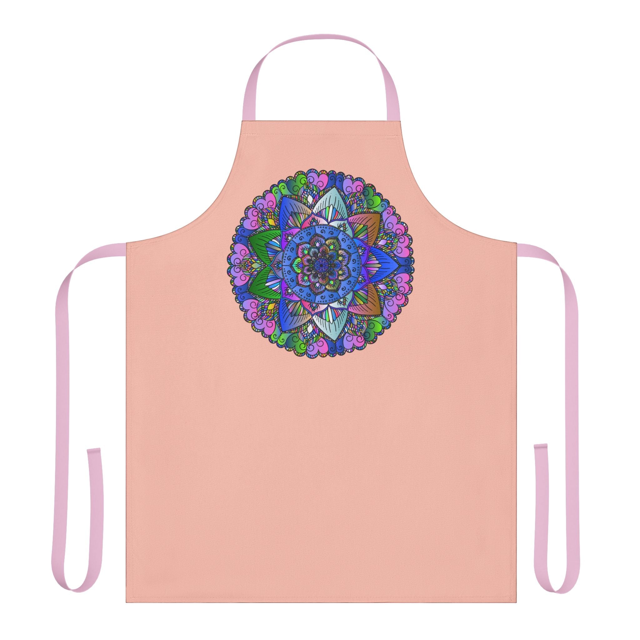 Mandala Art Apron - Peach, Hand - Drawn Design All Over Prints - Blululi