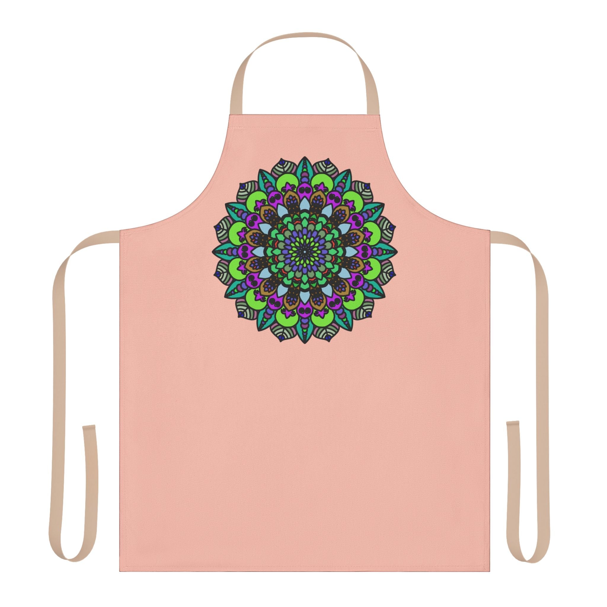 Mandala Art Apron - Peach - Hand Drawn Design All Over Prints - Blululi