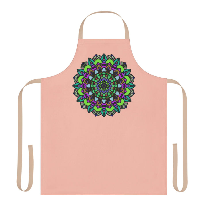 Mandala Art Apron - Peach - Hand Drawn Design All Over Prints - Blululi