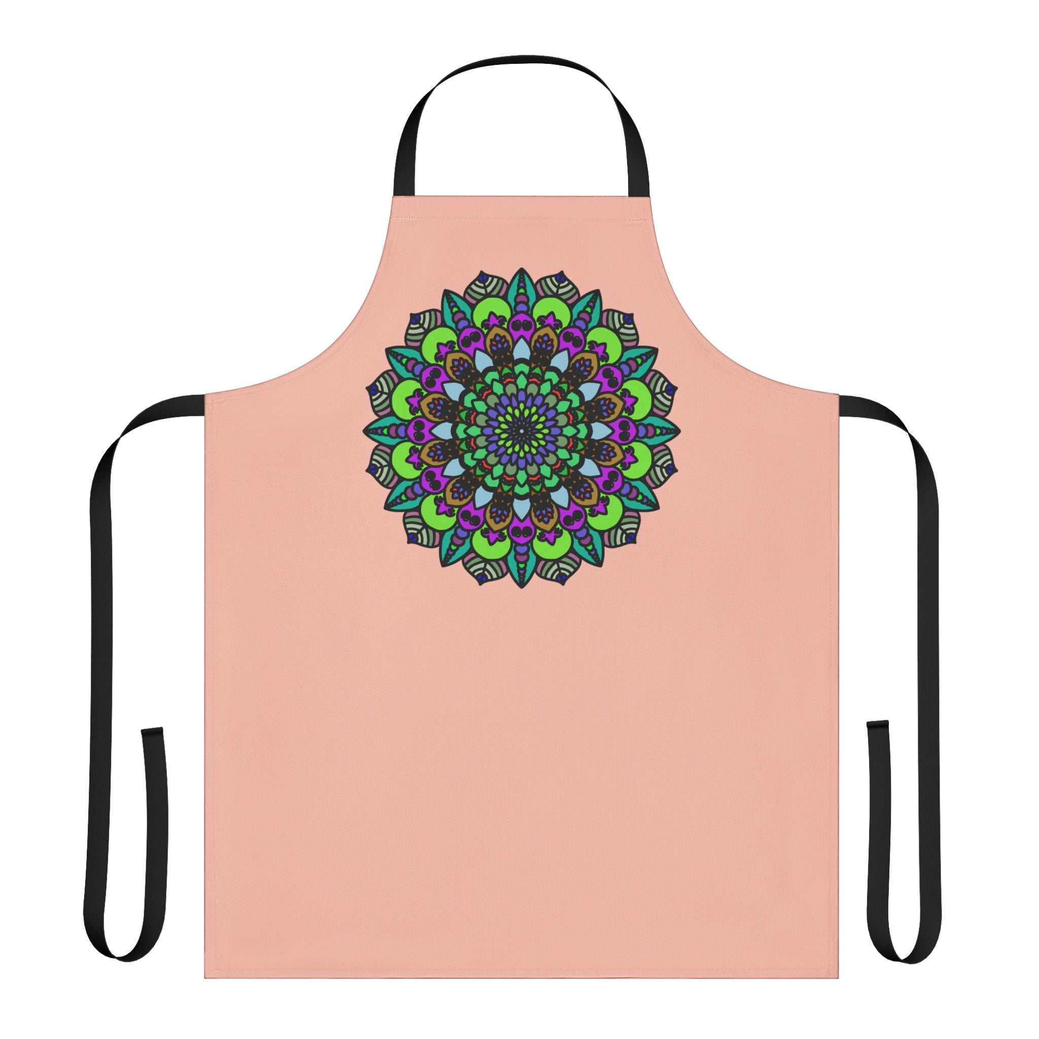 Mandala Art Apron - Peach - Hand Drawn Design All Over Prints - Blululi