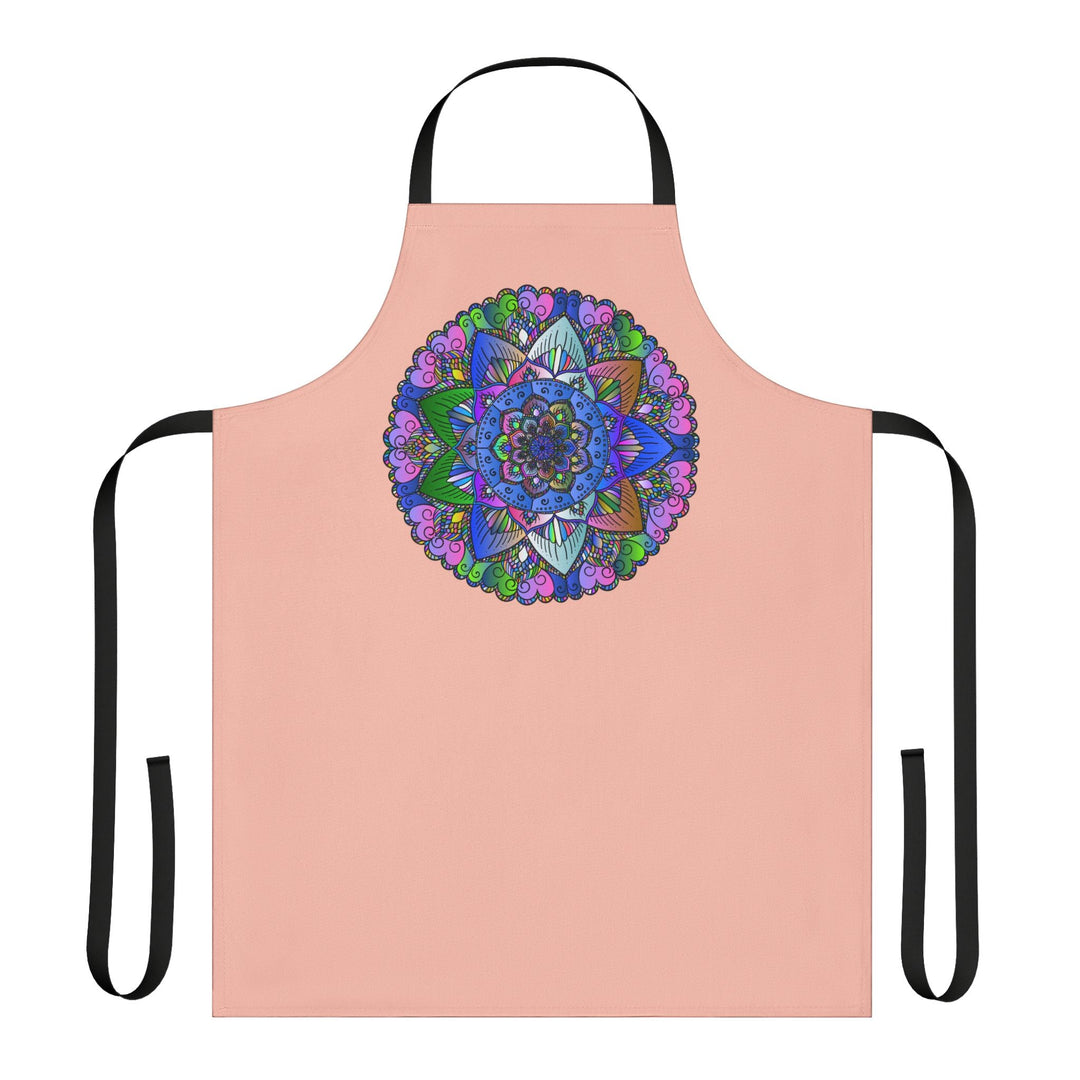 Mandala Art Apron - Peach, Hand - Drawn Design All Over Prints - Blululi