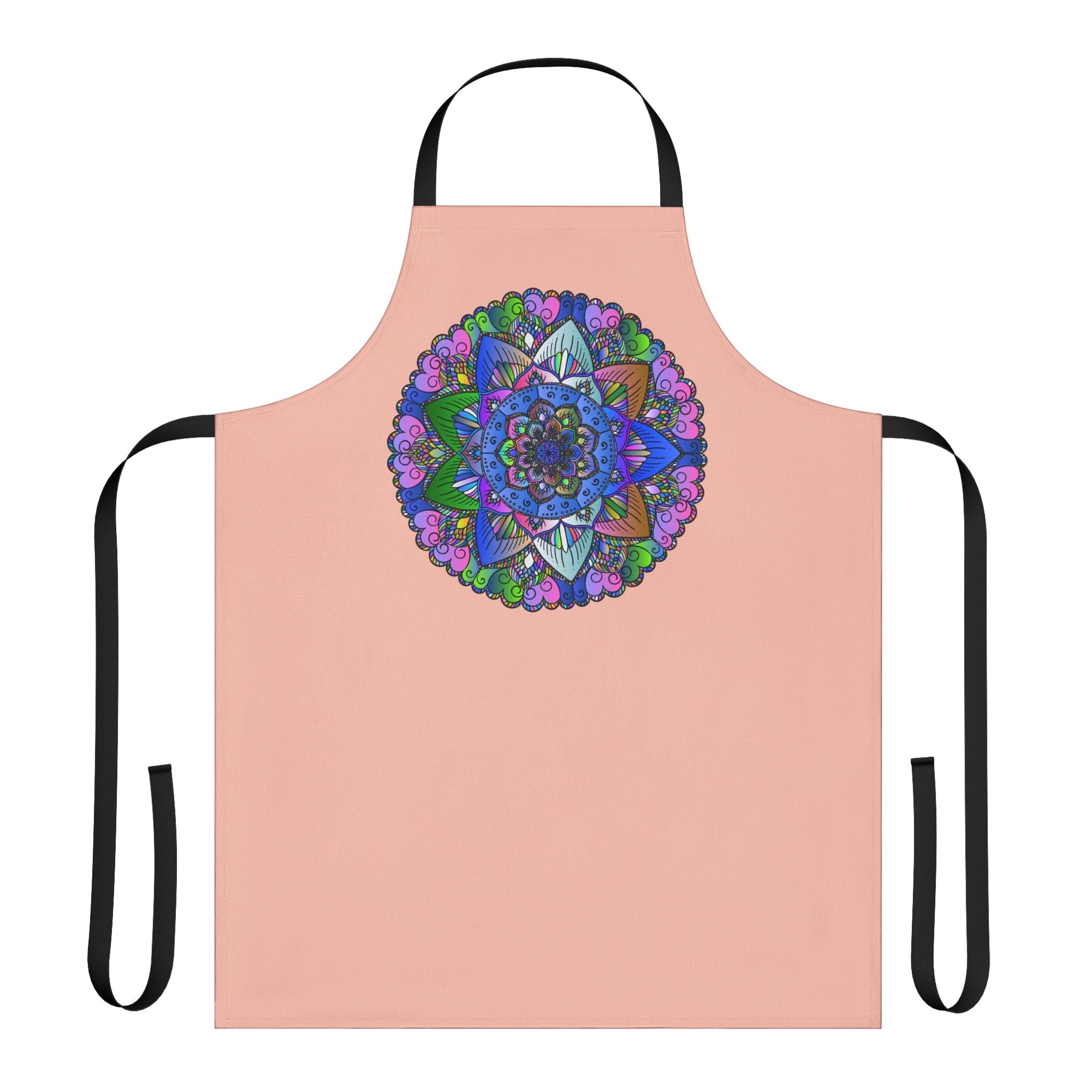 Mandala Art Apron - Peach, Hand - Drawn Design All Over Prints - Blululi