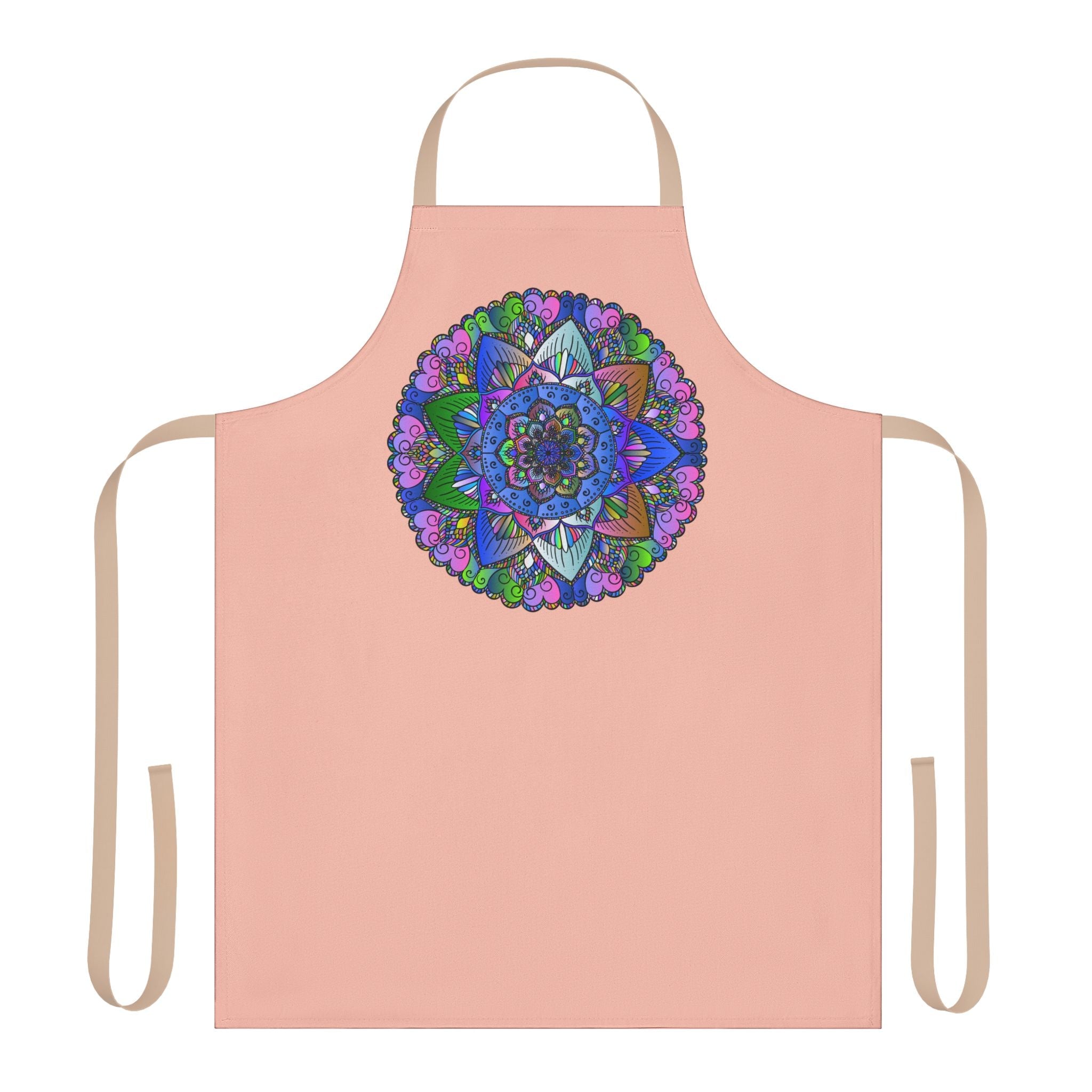 Mandala Art Apron - Peach, Hand - Drawn Design All Over Prints - Blululi