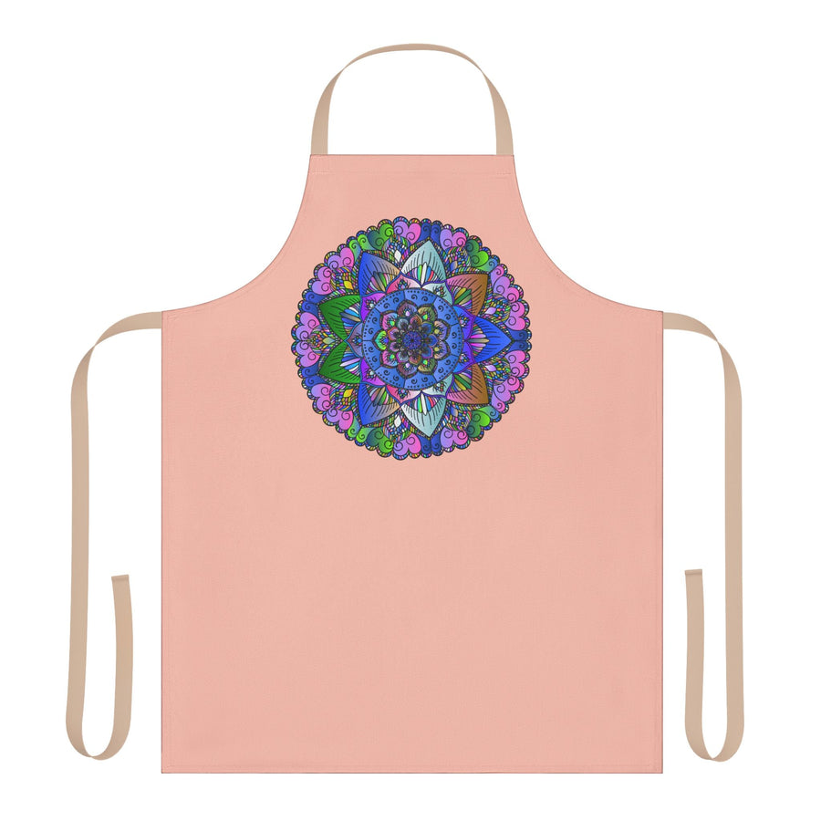 Mandala Art Apron - Peach, Hand - Drawn Design All Over Prints - Blululi