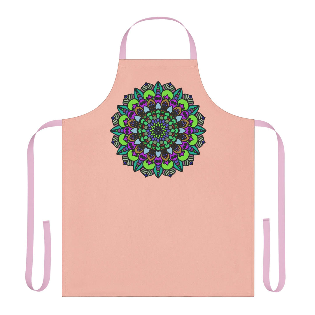 Mandala Art Apron - Peach - Hand Drawn Design All Over Prints - Blululi