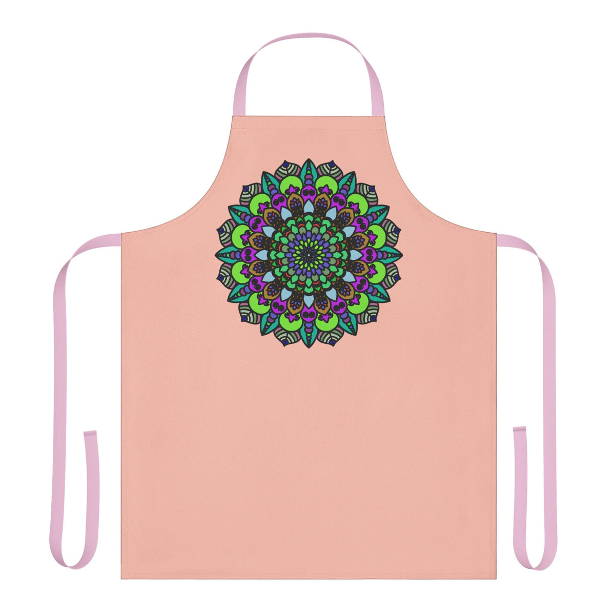 Mandala Art Apron - Peach - Hand Drawn Design All Over Prints - Blululi