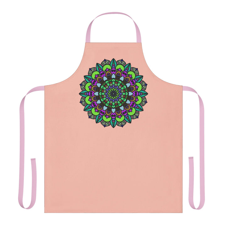 Mandala Art Apron - Peach - Hand Drawn Design All Over Prints - Blululi