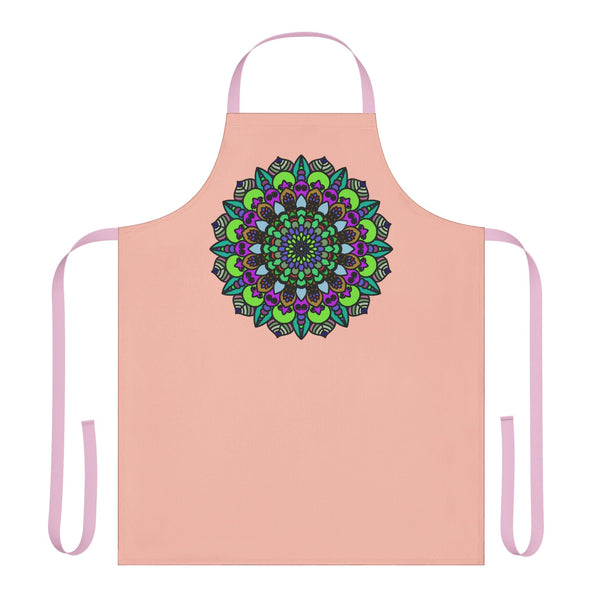 Mandala Art Apron - Peach - Hand Drawn Design All Over Prints - Blululi