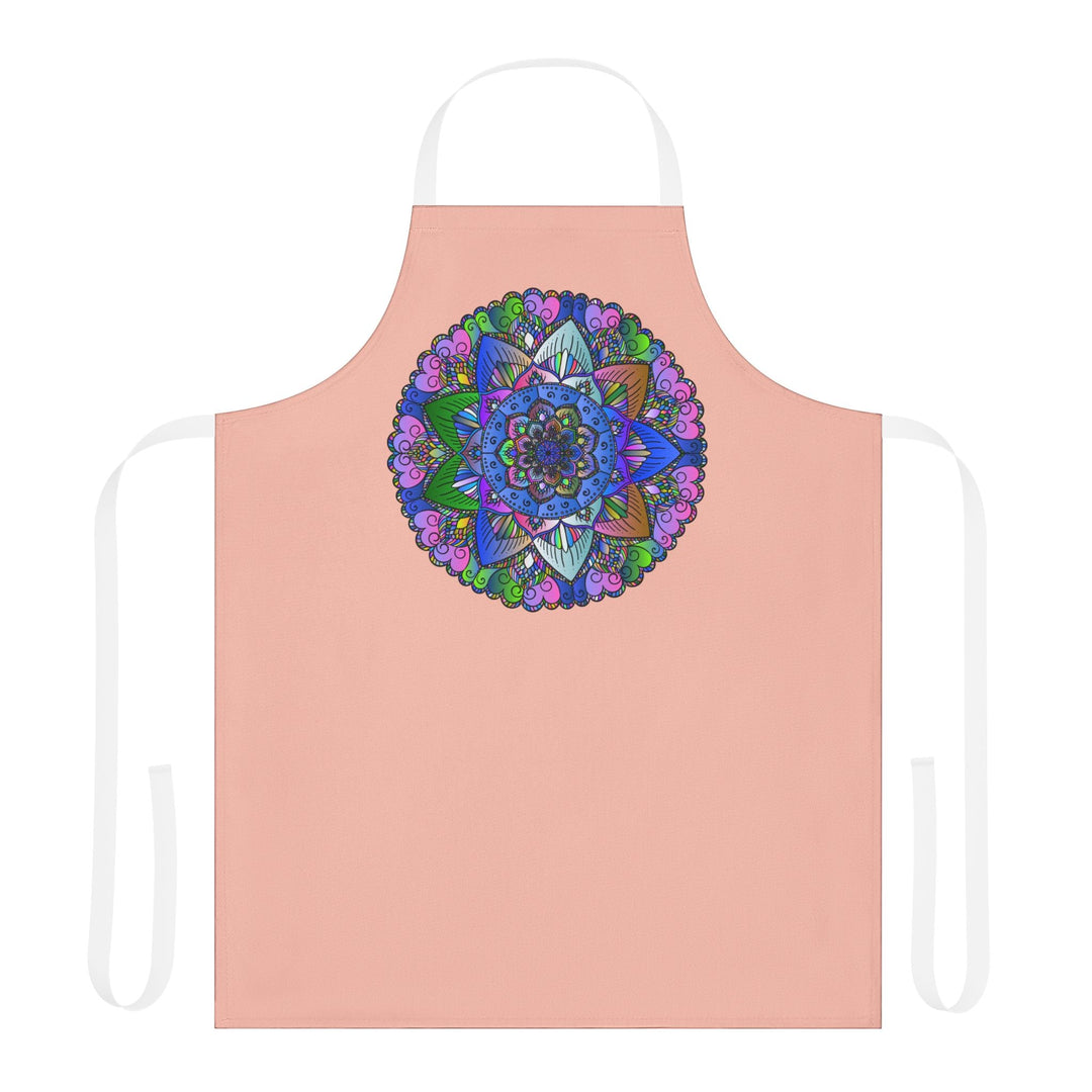 Mandala Art Apron - Peach, Hand - Drawn Design All Over Prints - Blululi