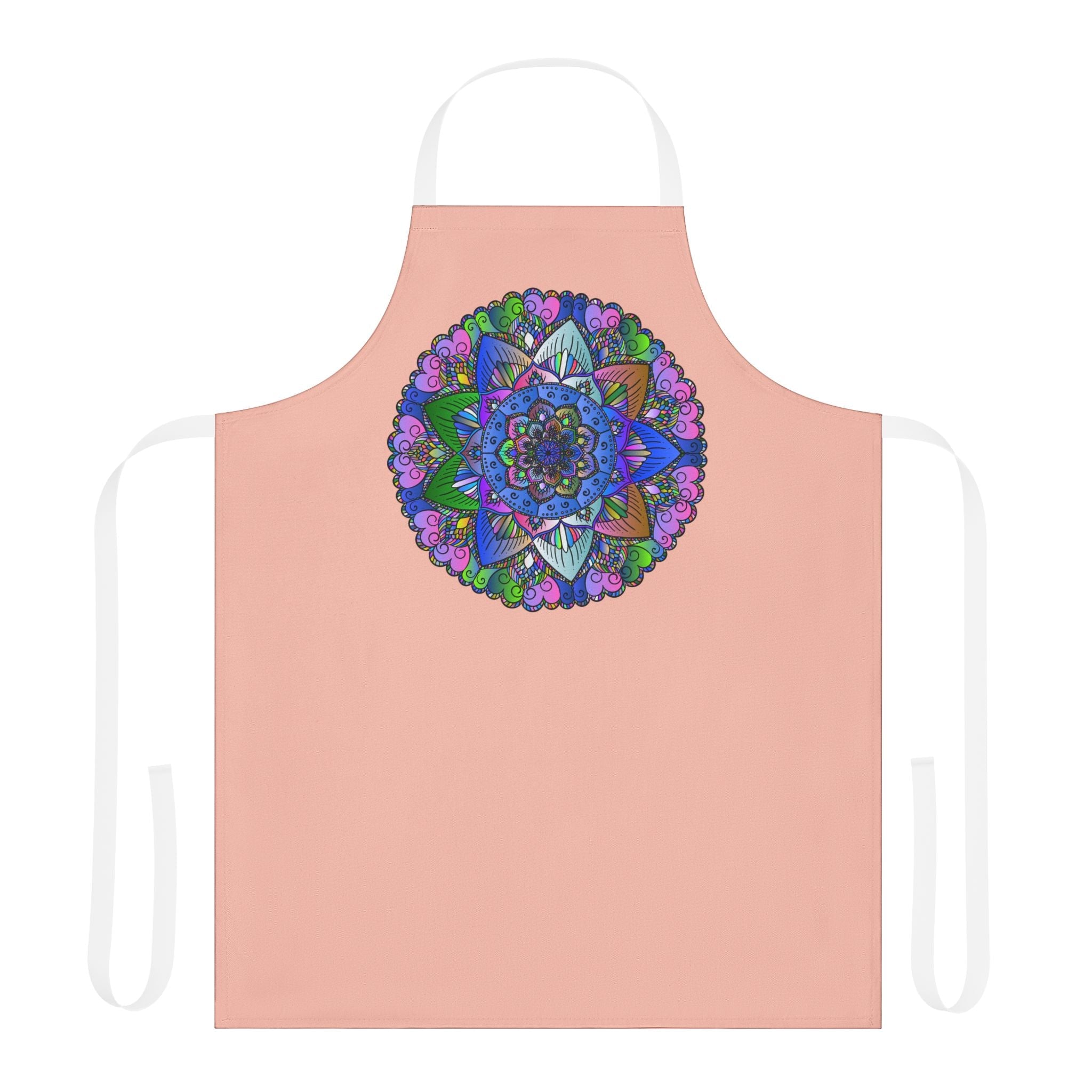 Mandala Art Apron - Peach, Hand - Drawn Design All Over Prints - Blululi