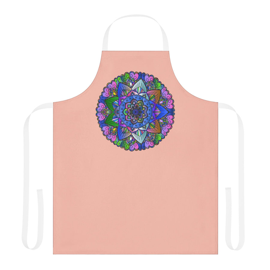 Mandala Art Apron - Peach, Hand - Drawn Design All Over Prints - Blululi