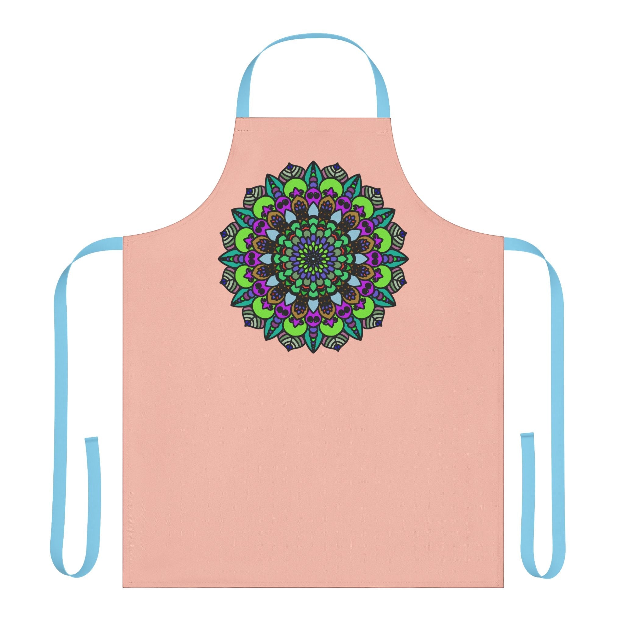 Mandala Art Apron - Peach - Hand Drawn Design All Over Prints - Blululi