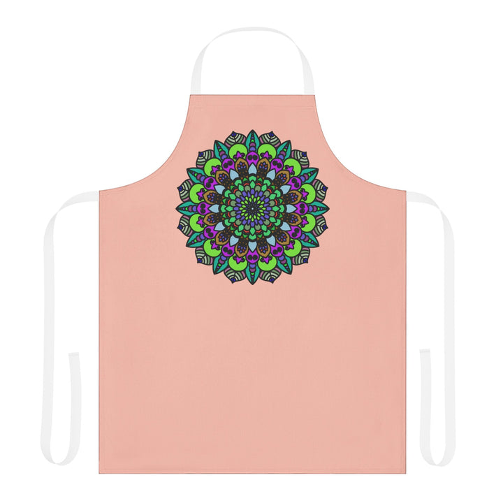 Mandala Art Apron - Peach - Hand Drawn Design All Over Prints - Blululi