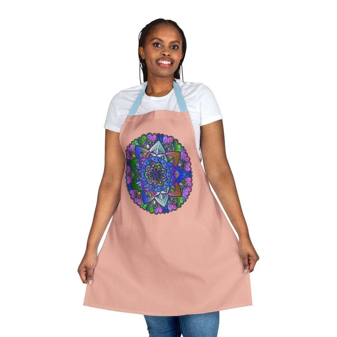 Mandala Art Apron - Peach, Hand - Drawn Design All Over Prints - Blululi