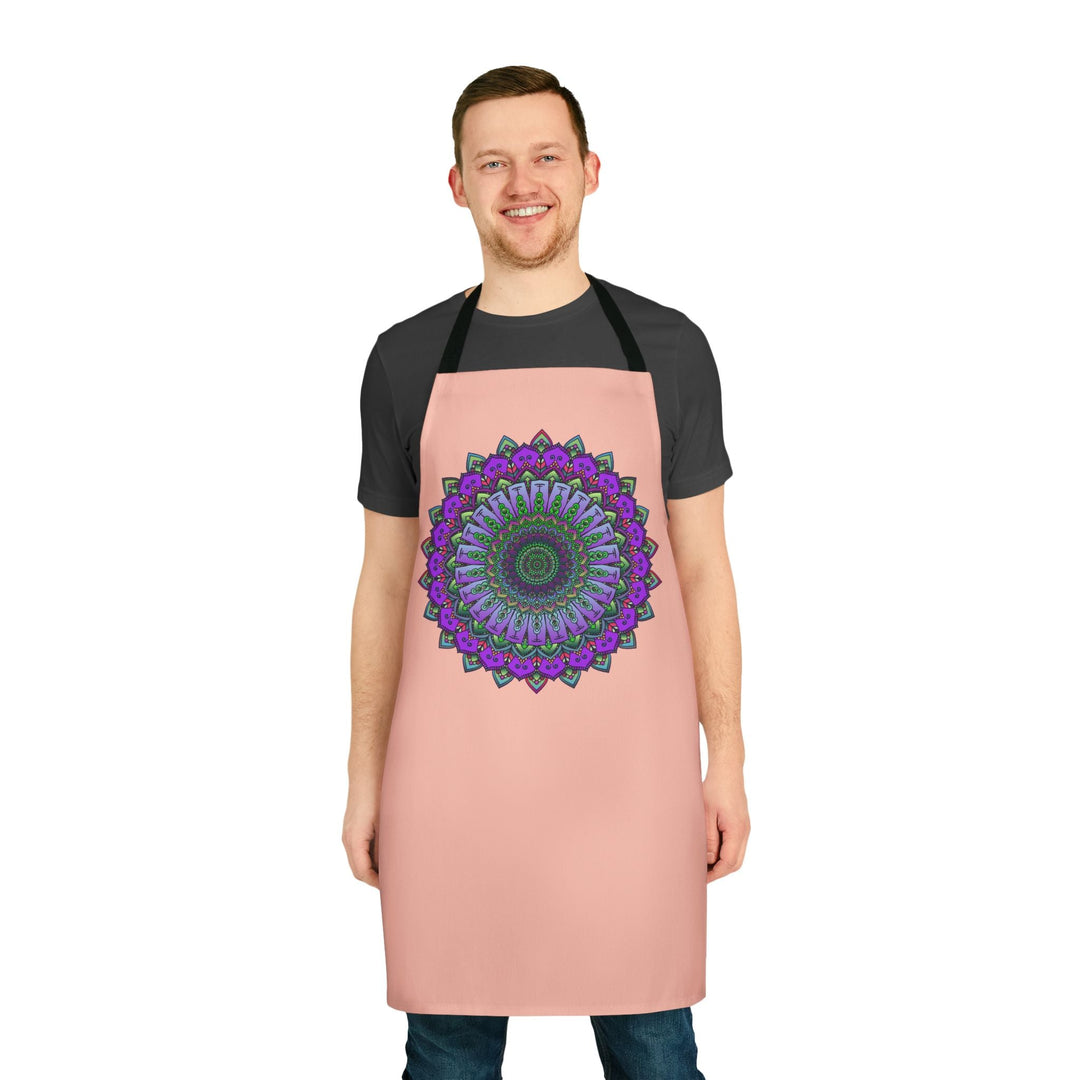 Mandala Art Apron - Peach & Purple All Over Prints - Blululi