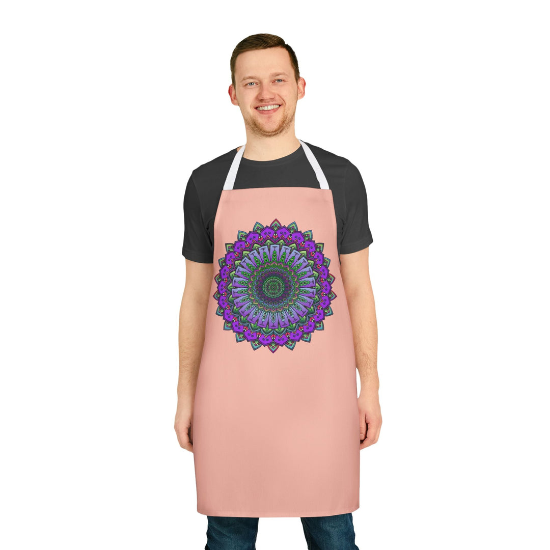 Mandala Art Apron - Peach & Purple All Over Prints - Blululi