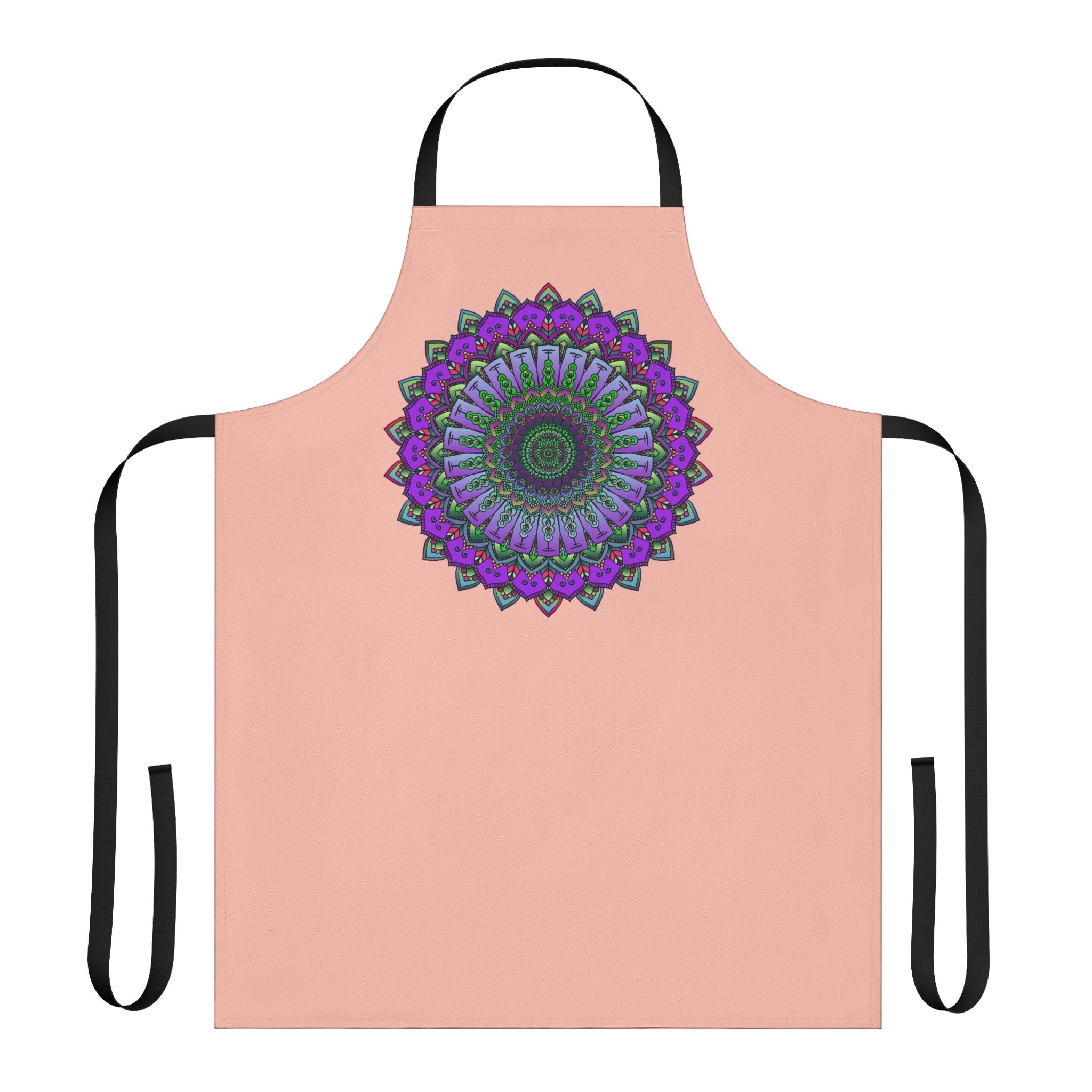 Mandala Art Apron - Peach & Purple All Over Prints - Blululi