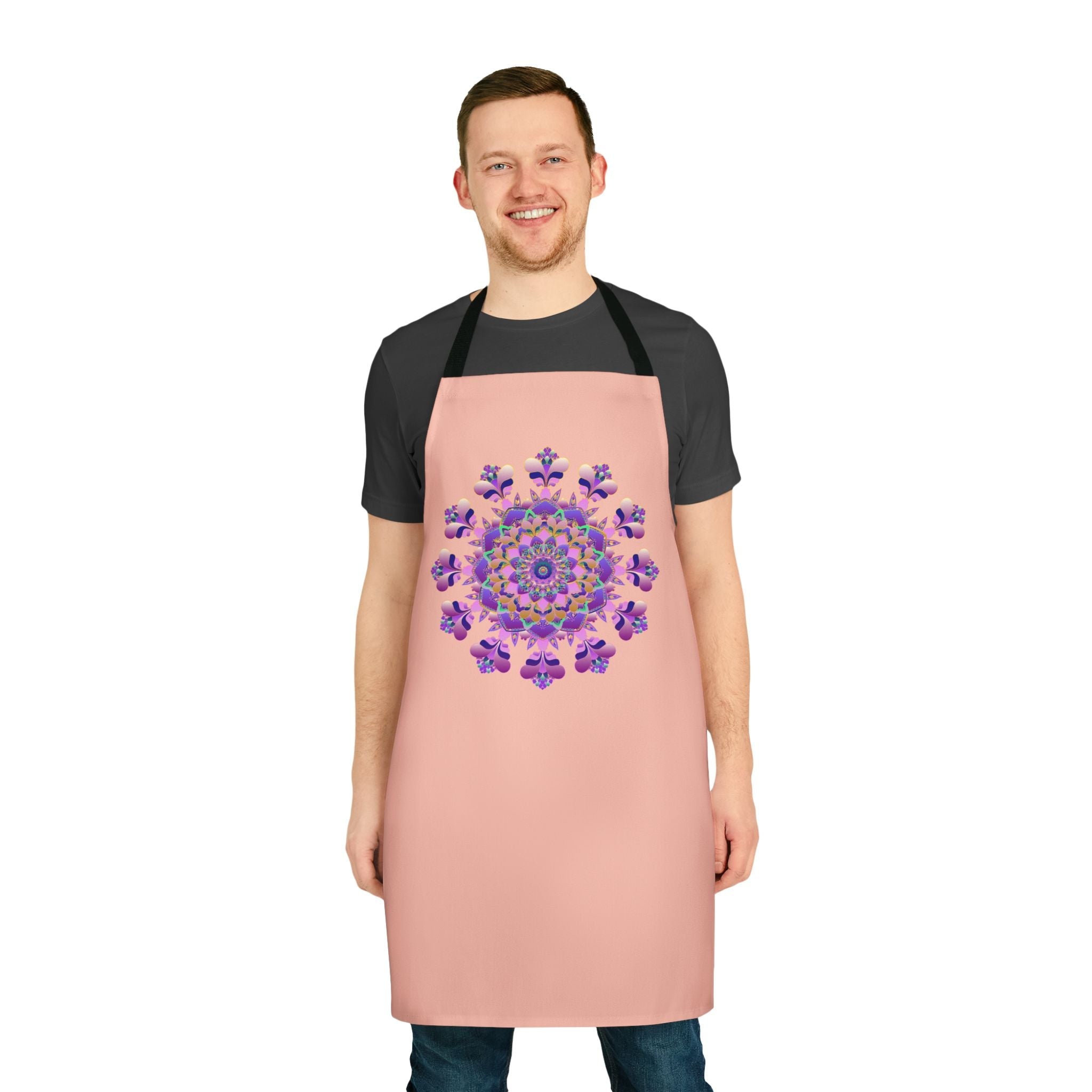 Mandala Art Apron - Peach & Purple All Over Prints - Blululi