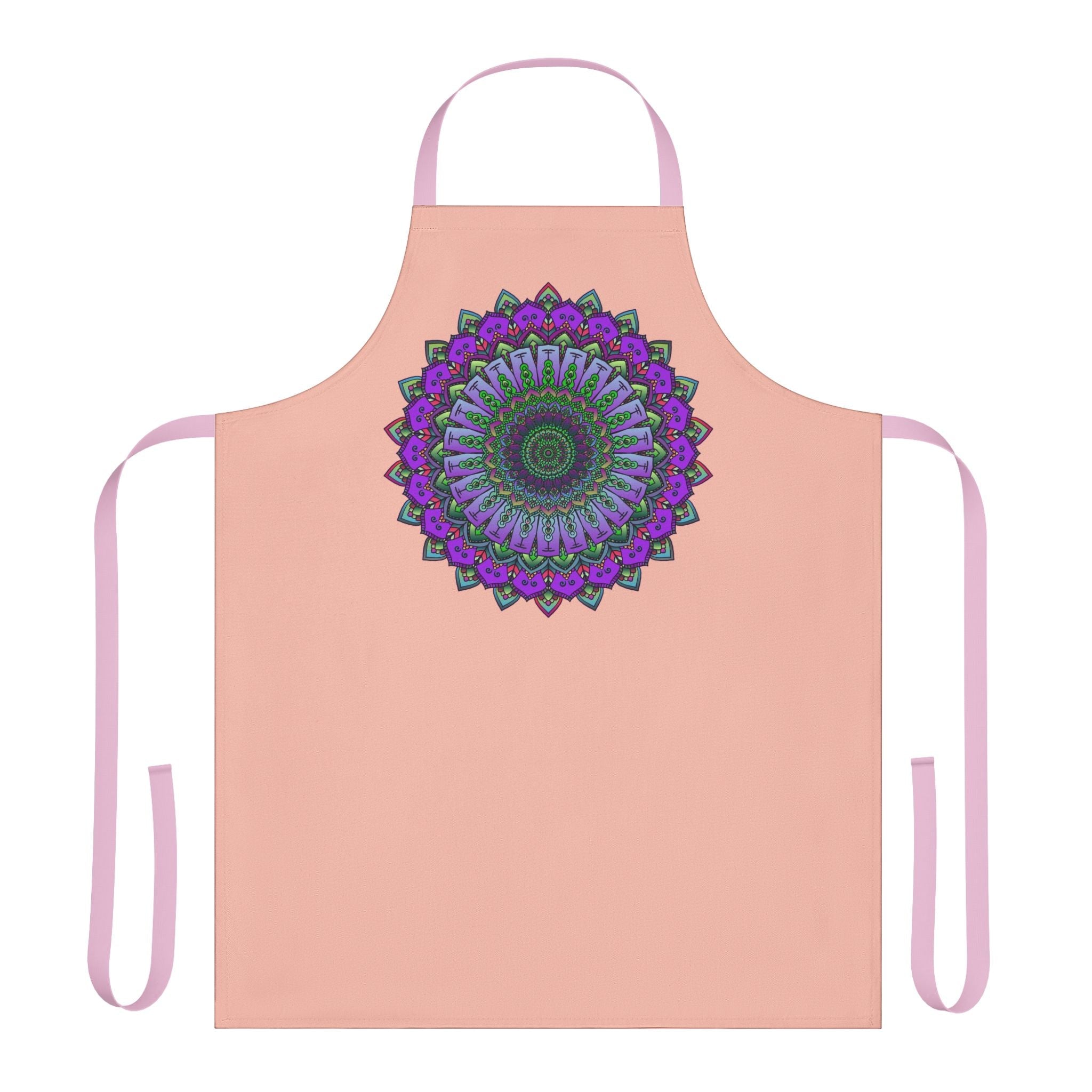 Mandala Art Apron - Peach & Purple All Over Prints - Blululi