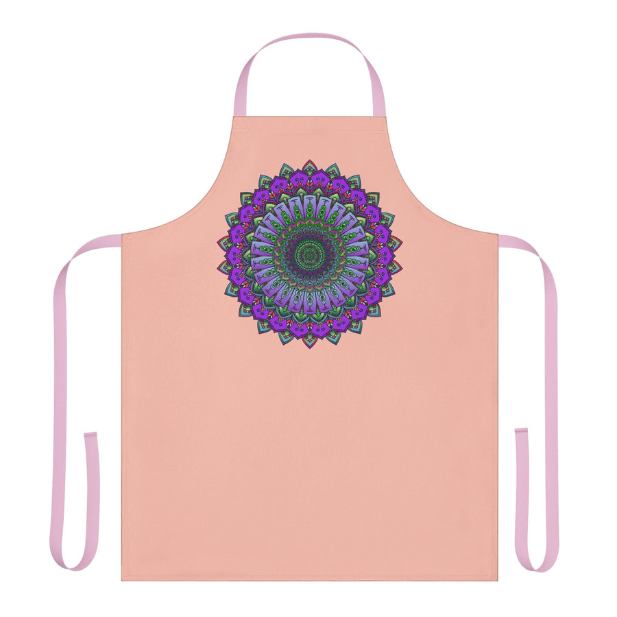 Mandala Art Apron - Peach & Purple All Over Prints - Blululi