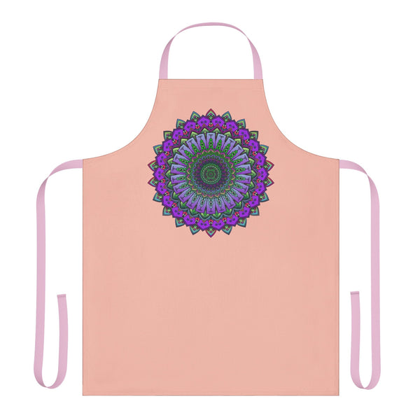 Mandala Art Apron - Peach & Purple All Over Prints - Blululi