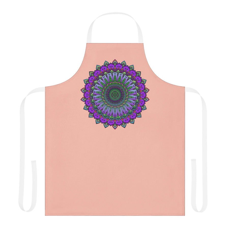 Mandala Art Apron - Peach & Purple All Over Prints - Blululi