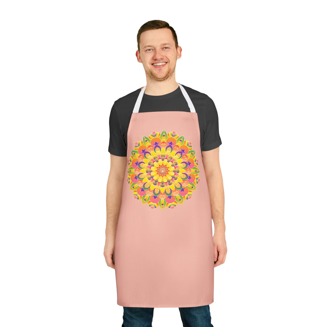 Mandala Art Apron - Peach & Rainbow All Over Prints - Blululi