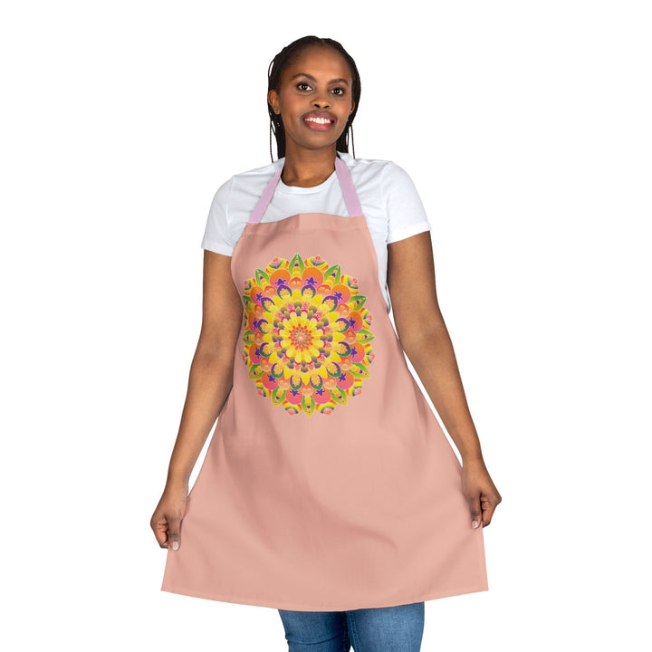 Mandala Art Apron - Peach & Rainbow All Over Prints - Blululi