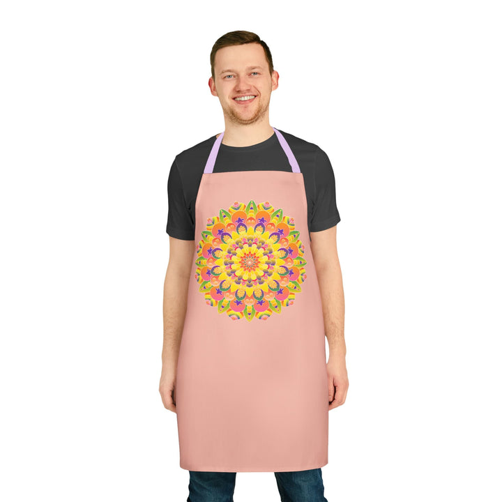 Mandala Art Apron - Peach & Rainbow All Over Prints - Blululi