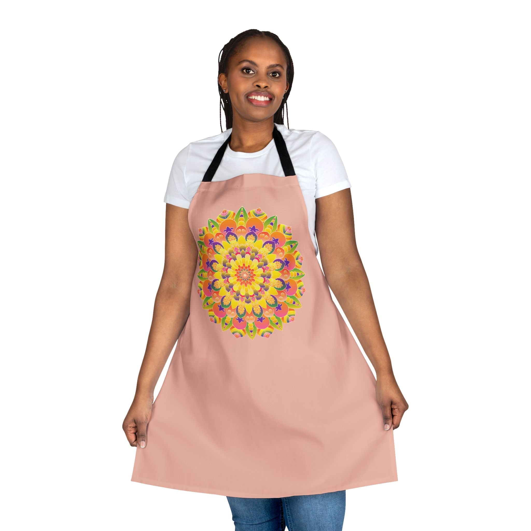 Mandala Art Apron - Peach & Rainbow All Over Prints - Blululi