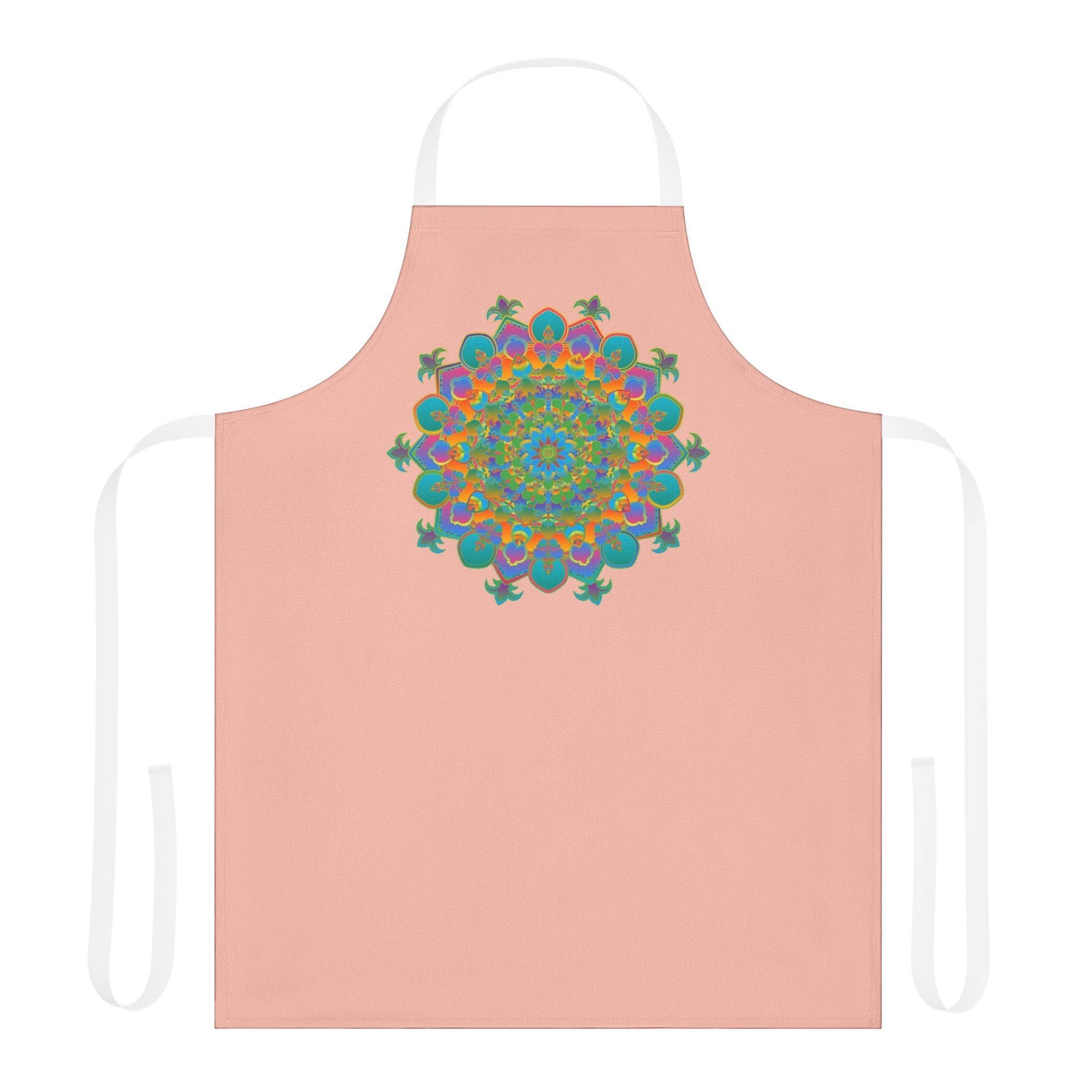 Mandala Art Apron - Peach & Vibrant All Over Prints - Blululi