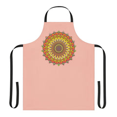 Mandala Art Apron - Peach & Vibrant All Over Prints - Blululi