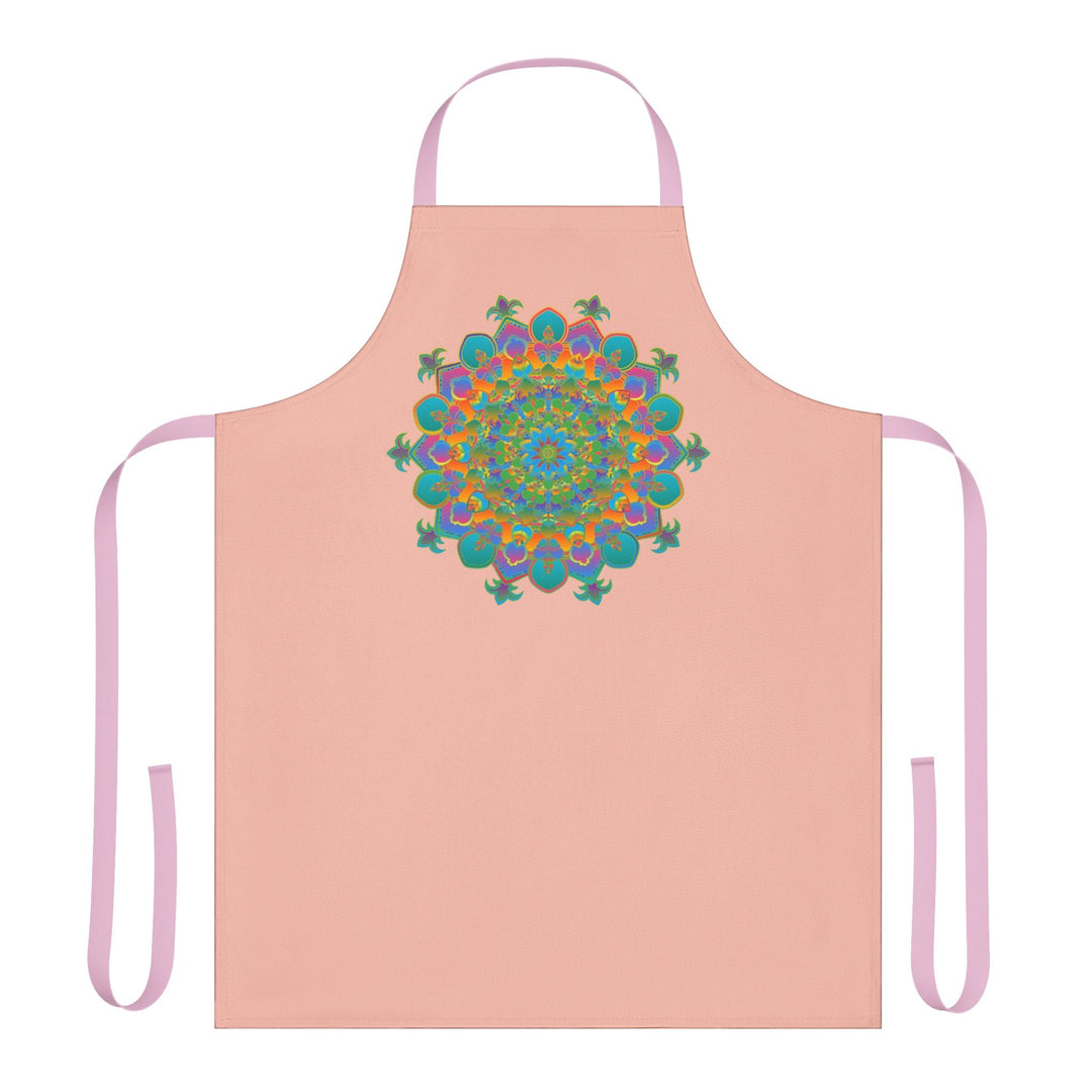 Mandala Art Apron - Peach & Vibrant All Over Prints - Blululi