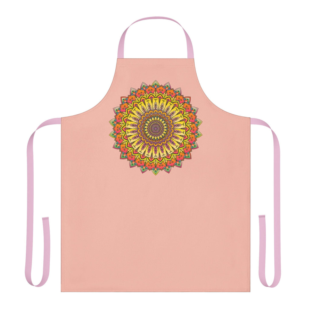 Mandala Art Apron - Peach & Vibrant All Over Prints - Blululi