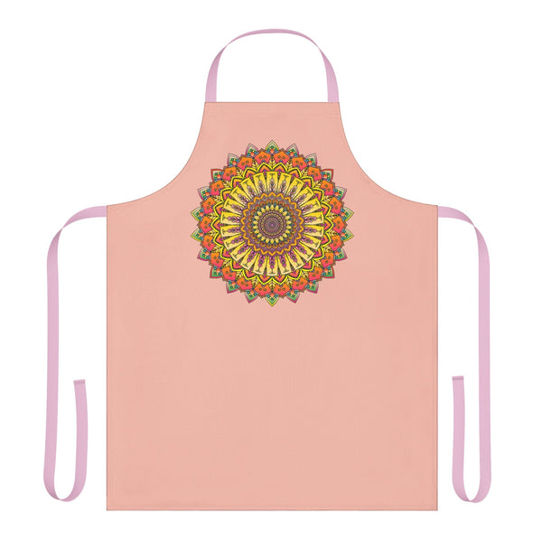 Mandala Art Apron - Peach & Vibrant All Over Prints - Blululi
