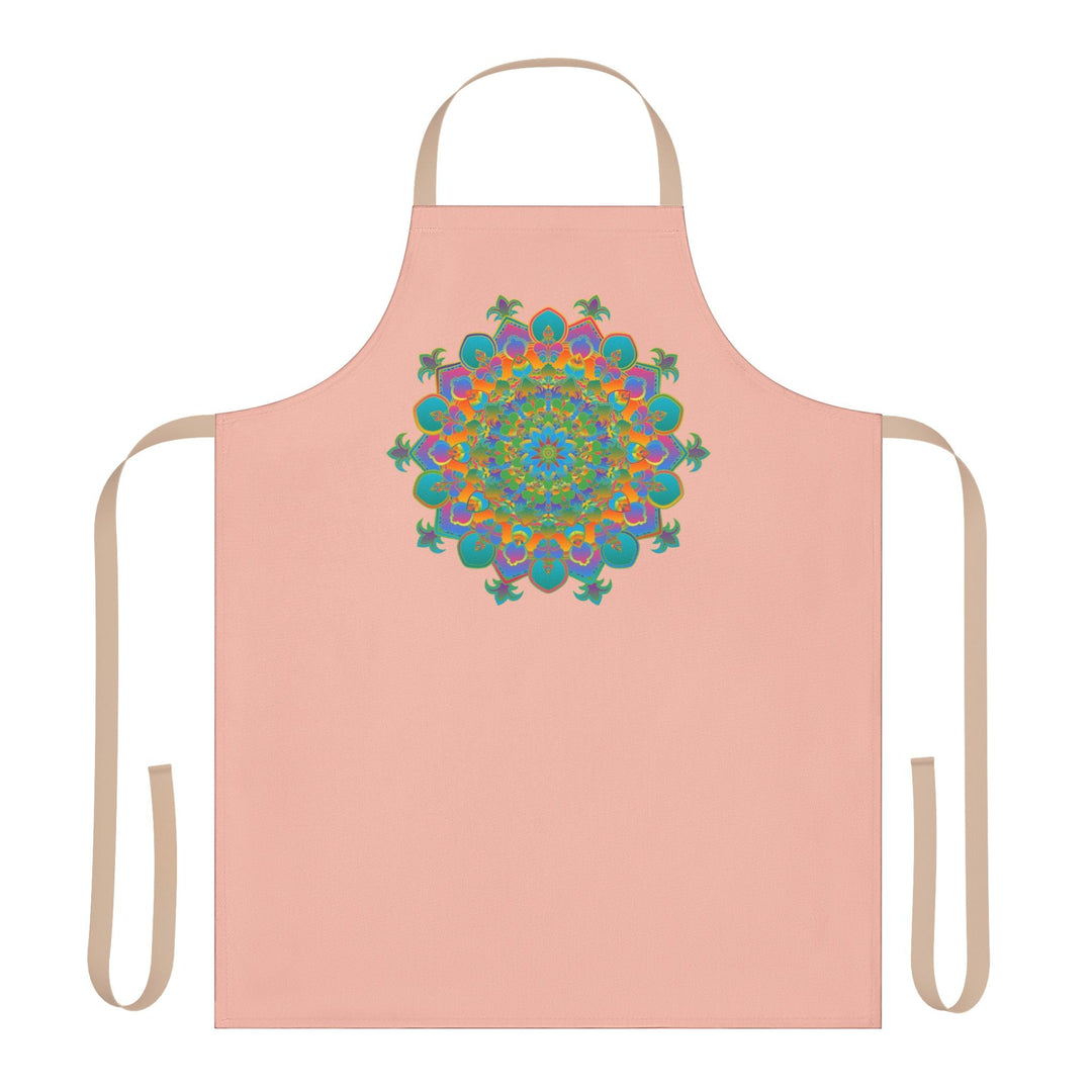 Mandala Art Apron - Peach & Vibrant All Over Prints - Blululi